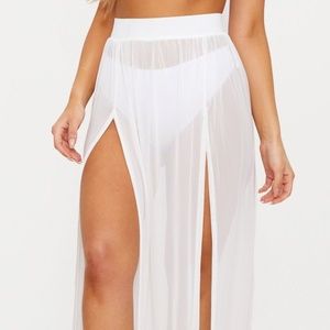 White Mesh Maxi Skirt